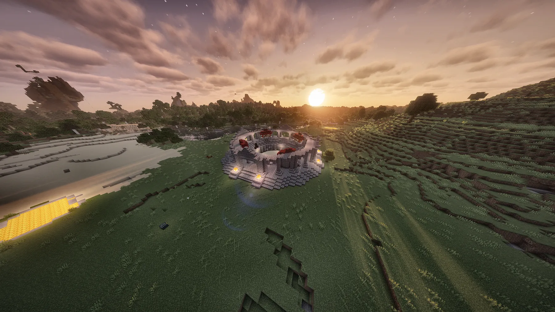 Exterior aerial view of the PvP arena